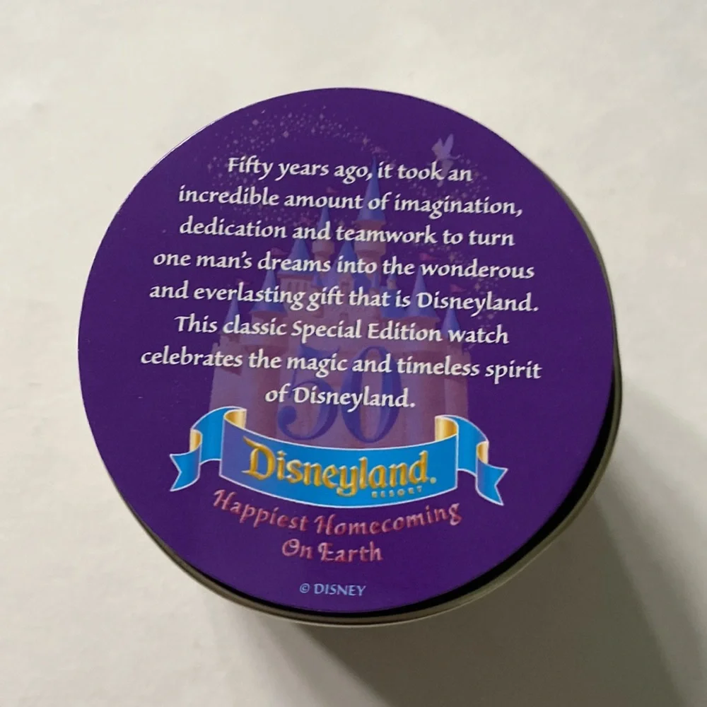 Vintage Disneyland 50th anniversary watch in tin